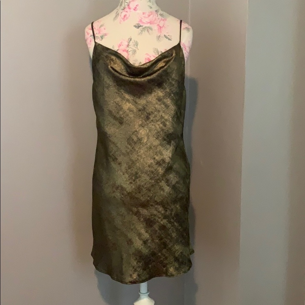 Gold mini slip dress